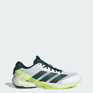 NEW ADIDAS men's adizero ubersonic 5 tennis shoes in white/dark green/lime
